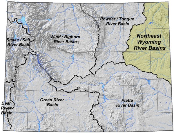 Northeast Wyoming River Basins. Select from the list below. Click on the map