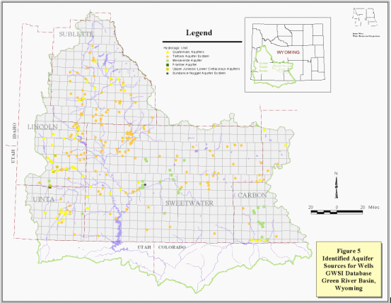 Identified Aquifer Sources for Wells, GWSI 
Database, Green River Basin, Wyoming
