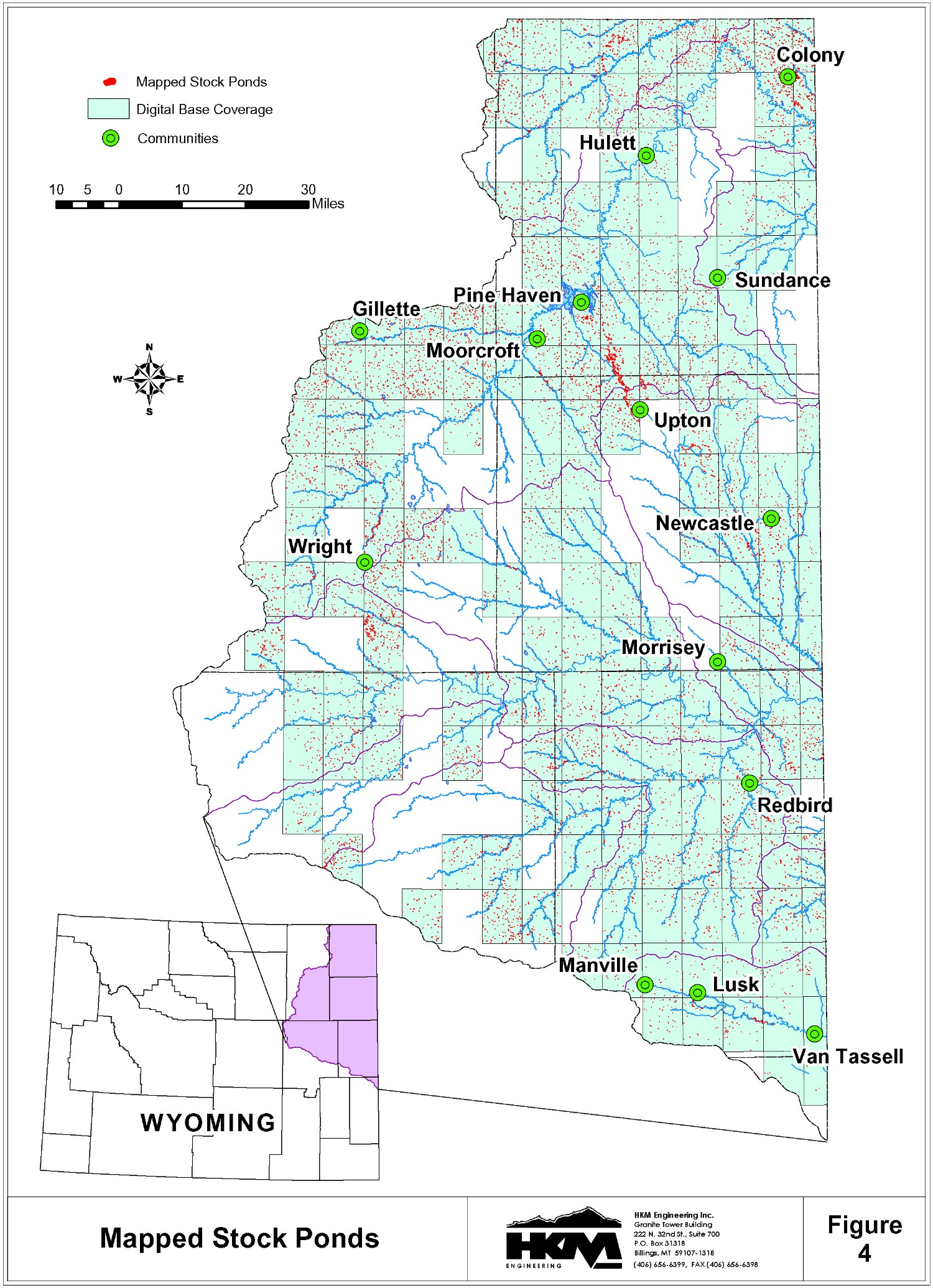 Mapped Stock Ponds, Northeast Wyoming River Basins