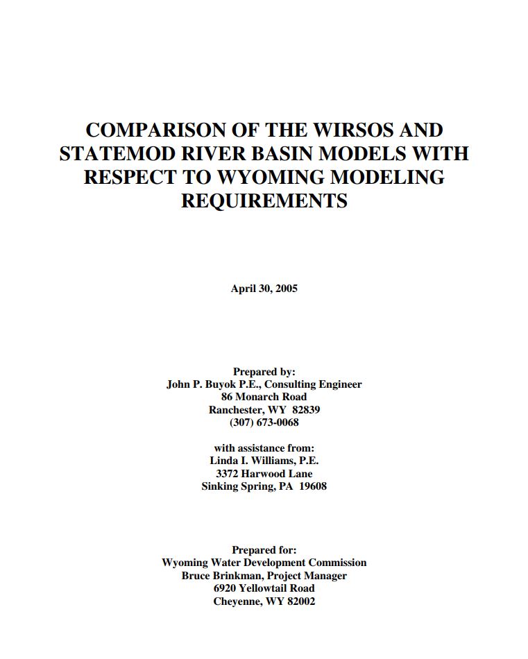 Wyoming Water Modeling Report Cover