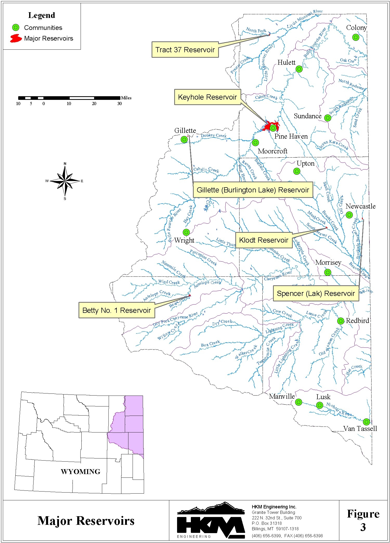 Major Reservoirs, Northeast Wyoming River Basins