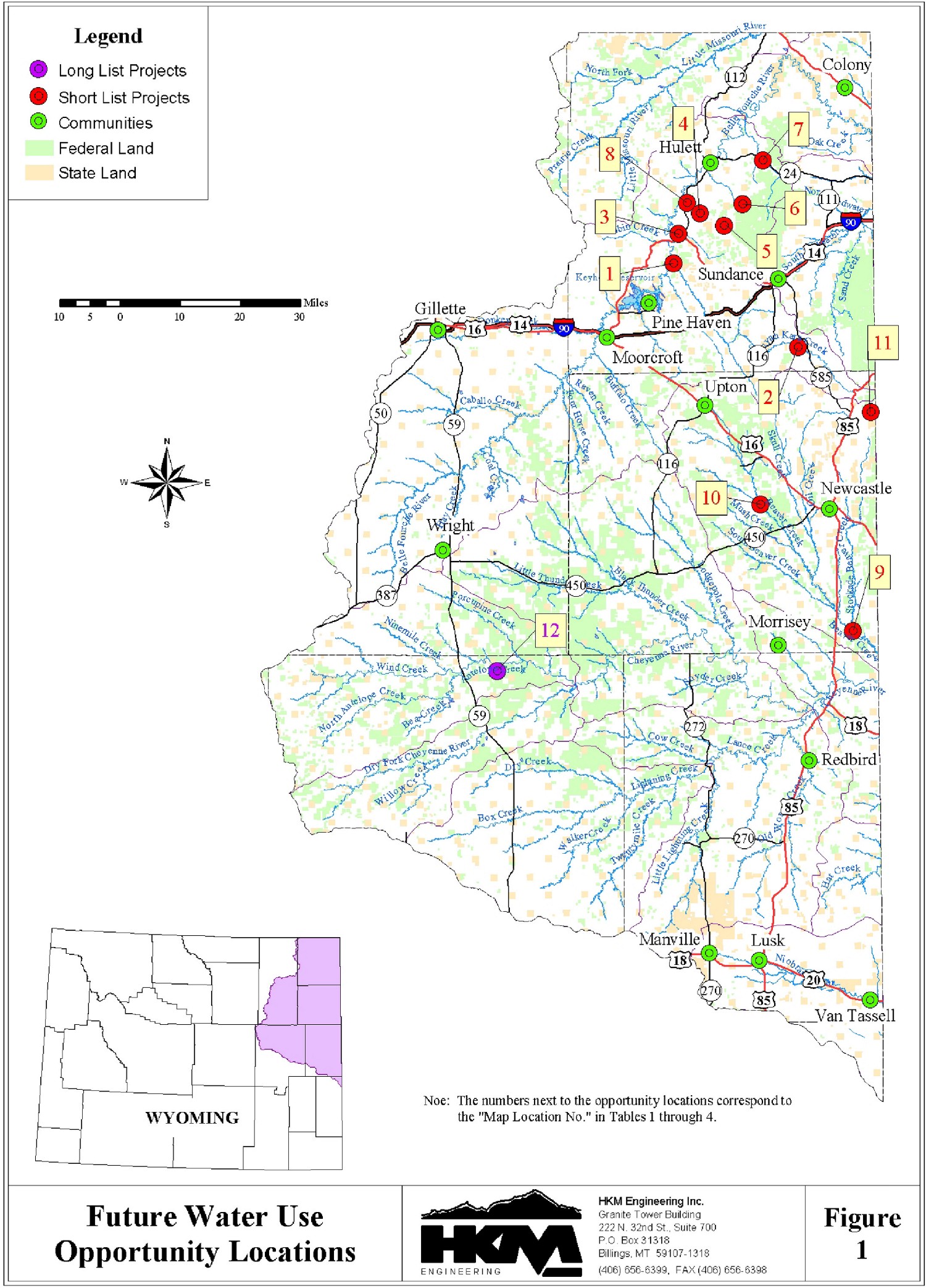 Future Water Use Opportunity Locations, Northeast Wyoming River Basins