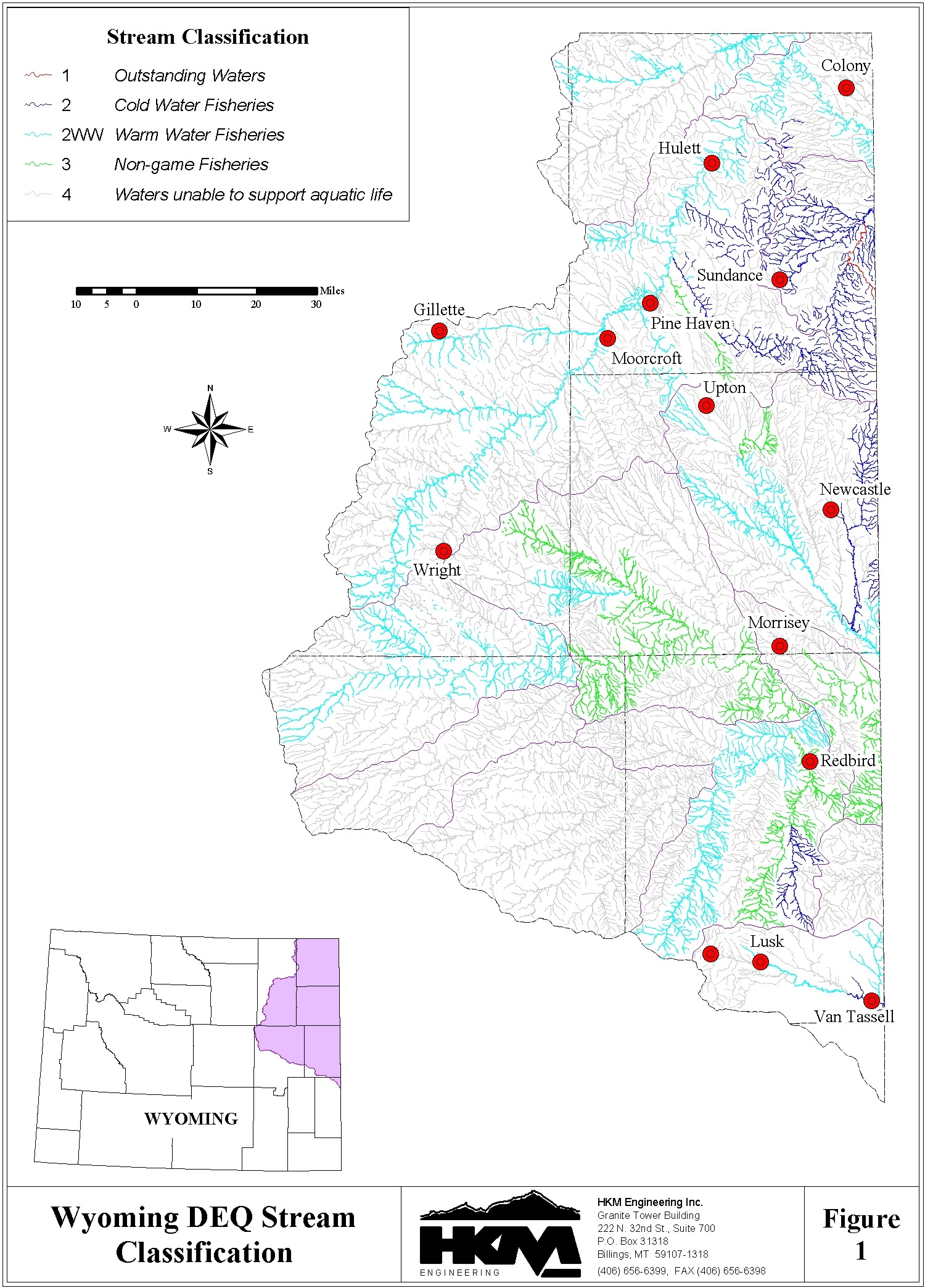 Wyoming DEQ Stream Classification, Northeast Wyoming River Basins