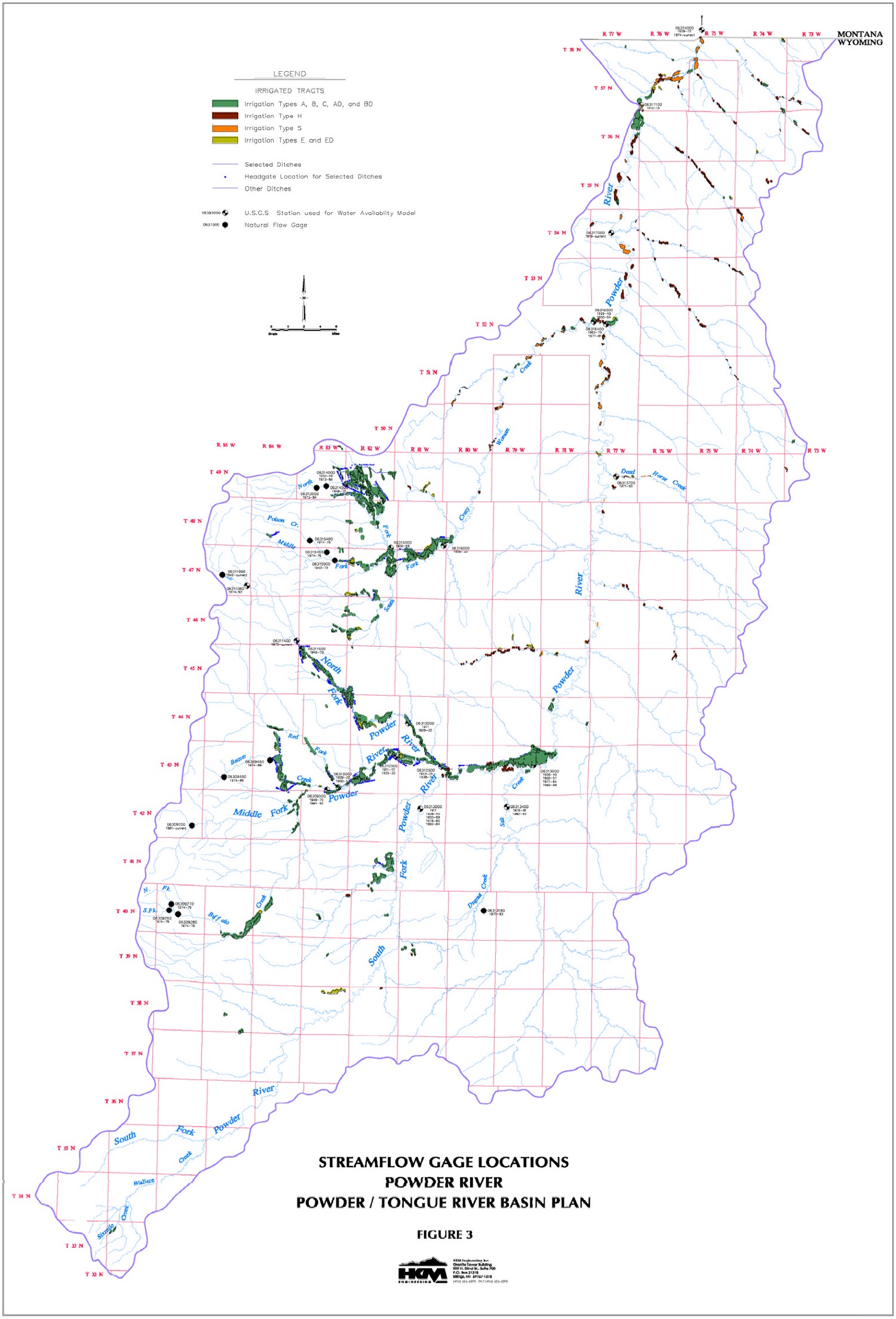 Streamflow Gage Locations, 
Powder River